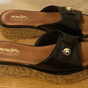 Coach and Four Wedge Slides...Size 7.5 (Made in Italy)